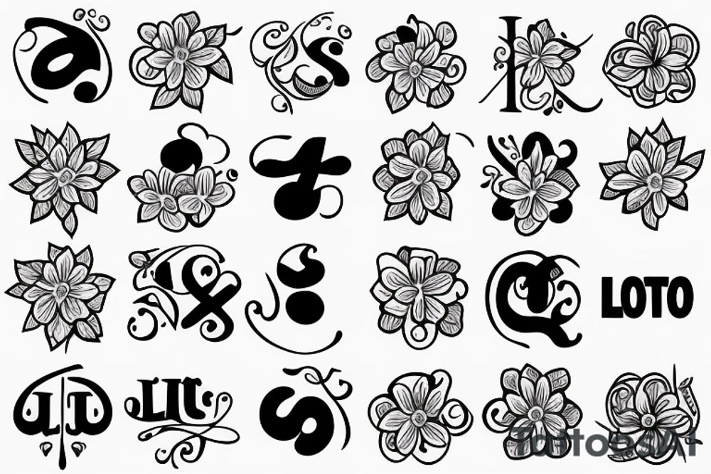 lotto flower with a disguised letter N tattoo idea