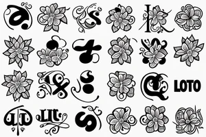 lotto flower with a disguised letter N tattoo idea