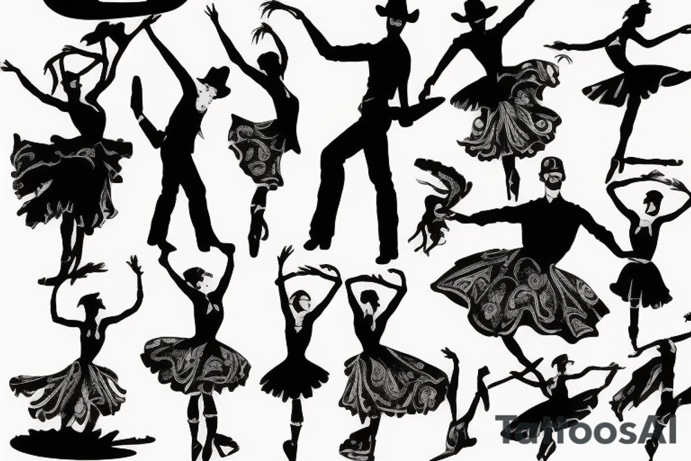 Cowboy dancing with ballerina tattoo idea