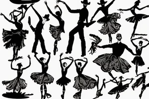 Cowboy dancing with ballerina tattoo idea