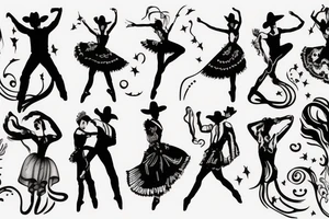 Cowboy dancing with ballerina tattoo idea