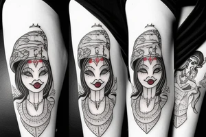 Chicano style clownngirl with a jester hat tattoo idea