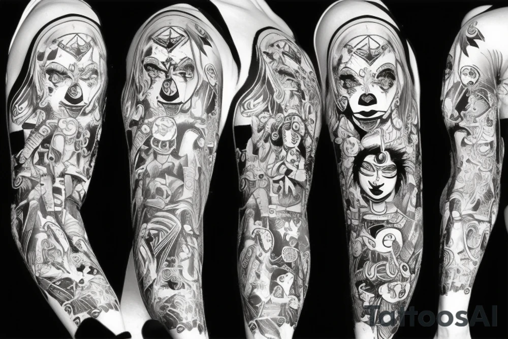 Chicano style clownngirl tattoo idea