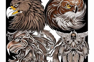 Eagle with brown lion tattoo idea