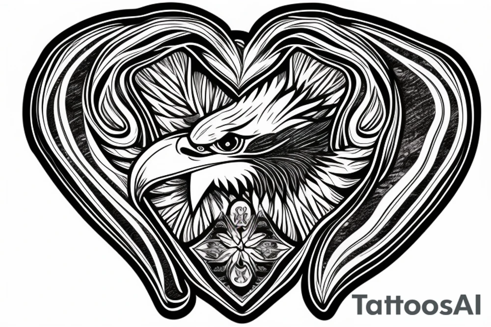 Eagle inside the heart tattoo idea