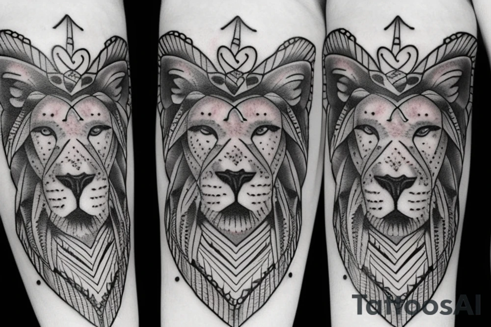 Lion inside the heart tattoo idea