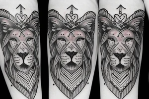 Lion inside the heart tattoo idea