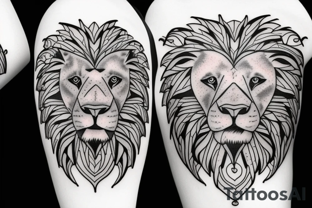 Lion inside the heart tattoo idea