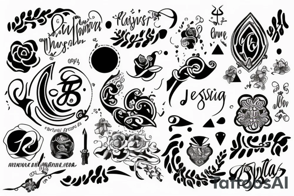 jessica name with symbols tattoo idea