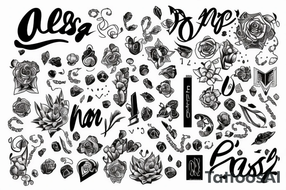 jessica name with symbols tattoo idea
