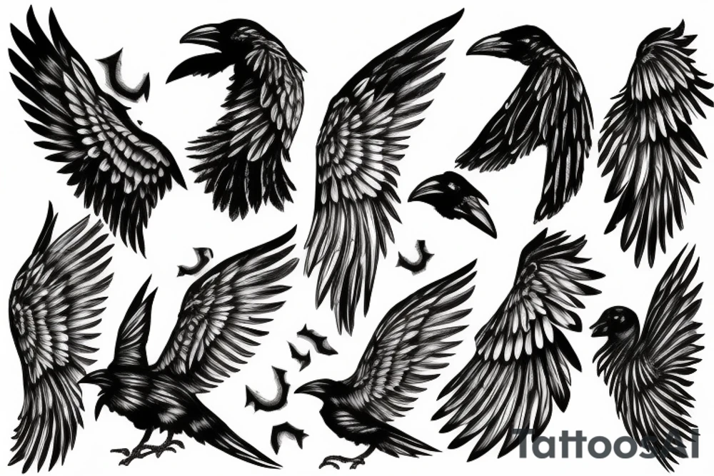 Crow Wings behind broken glass tattoo idea