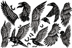 Crow Wings behind broken glass tattoo idea