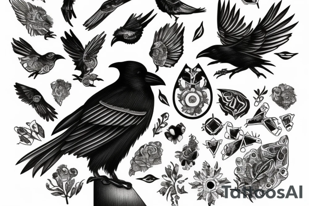 Crow made out of glass tattoo idea