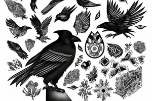 Crow made out of glass tattoo idea
