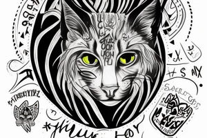 lynx head inside a ring with text above flygbasjägare tattoo idea