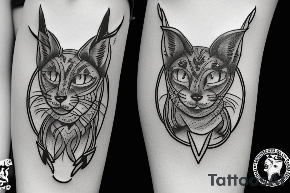 lynx head inside a ring with text above flygbasjägare tattoo idea
