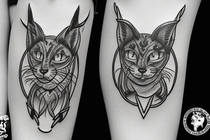 lynx head inside a ring with text above flygbasjägare tattoo idea