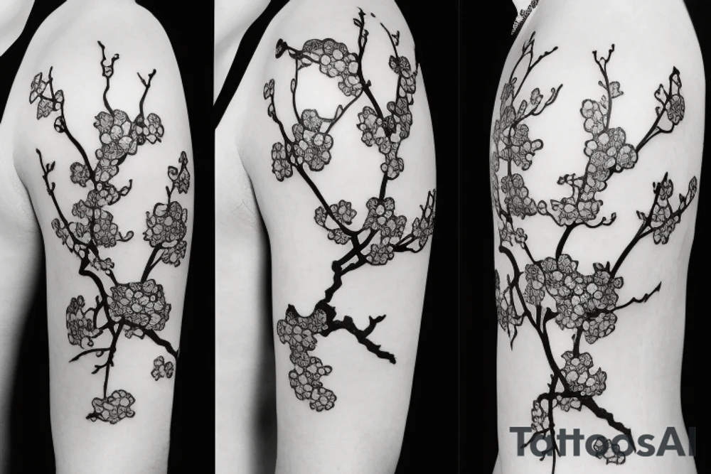 plum blossom at different stages of blooming tattoo idea