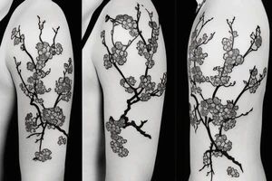 plum blossom at different stages of blooming tattoo idea