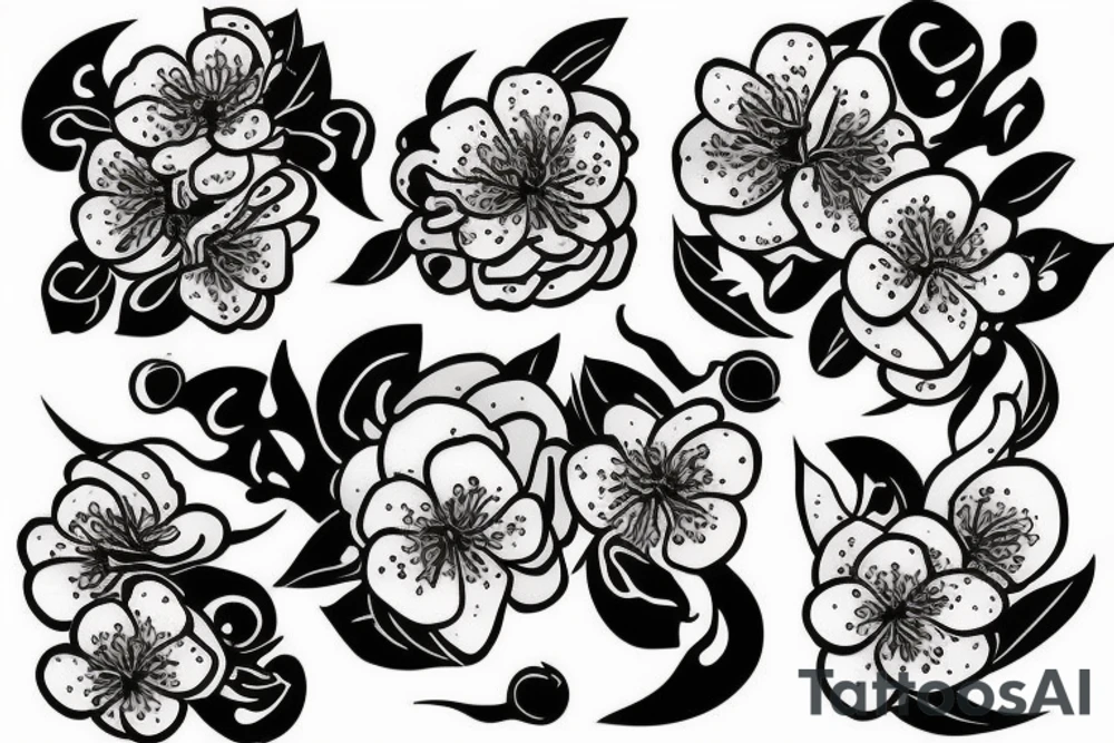 plum blossom at different stages of blooming tattoo idea