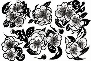 plum blossom at different stages of blooming tattoo idea