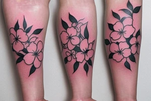simple and small plum blossom at different stages of blooming. Tattoo will be small and by the wrist area. Mostly white flower but with some pink shading or deatails tattoo idea