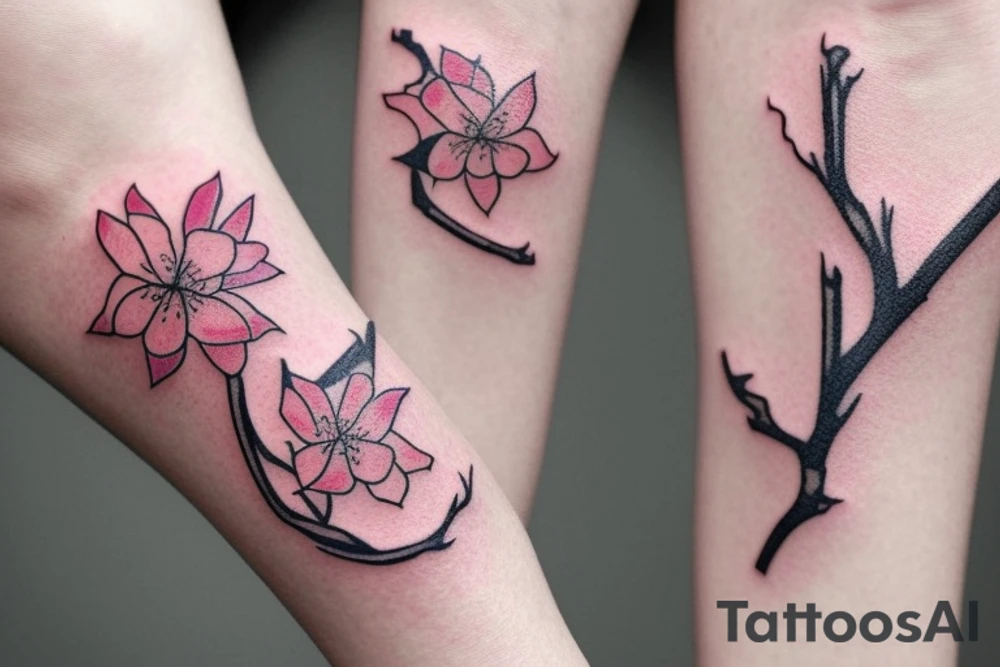 simple and small plum blossom at different stages of blooming. Tattoo will be small and by the wrist area. Mostly white flower but with some pink shading or deatails tattoo idea