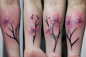 simple and small plum blossom at different stages of blooming. Tattoo will be small and by the wrist area. Mostly white flower but with some pink shading or deatails tattoo idea