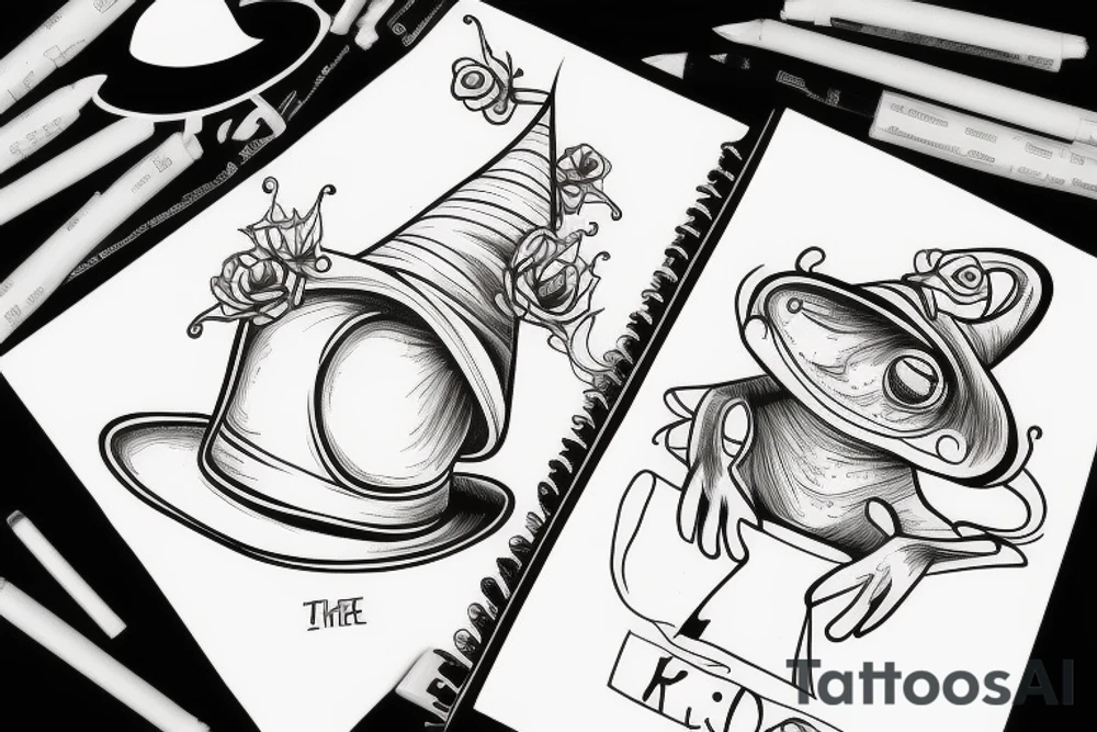 the frog in the wizard's hat tattoo idea
