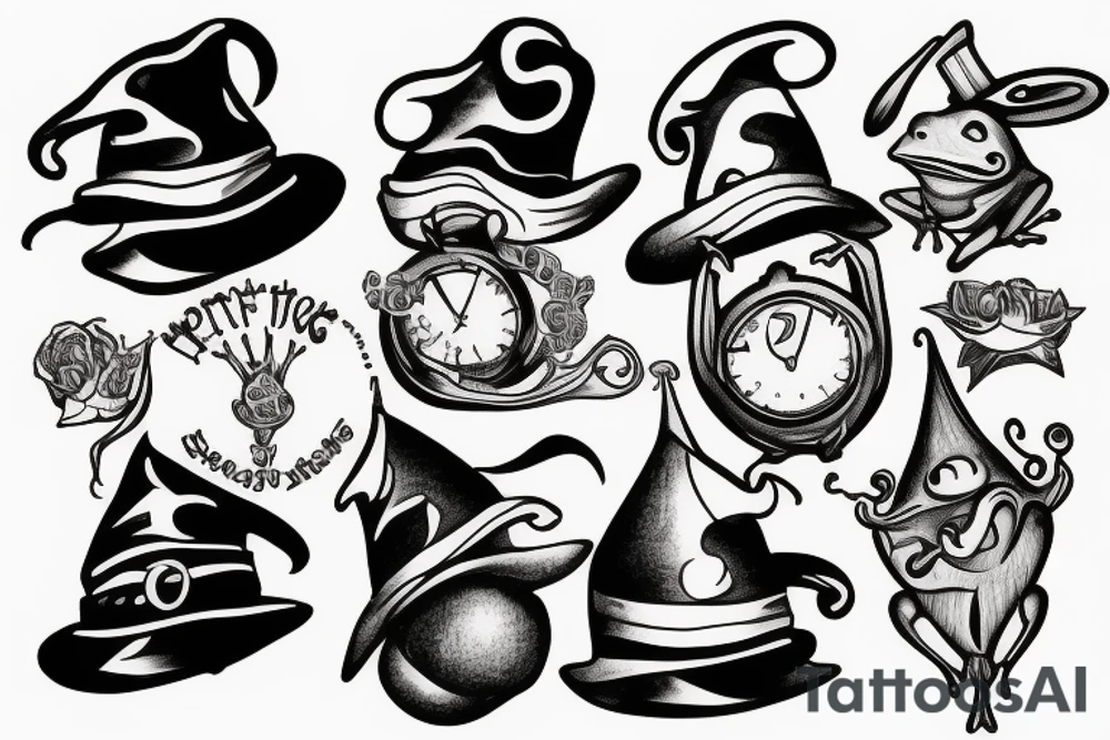 the frog in the wizard's hat tattoo idea