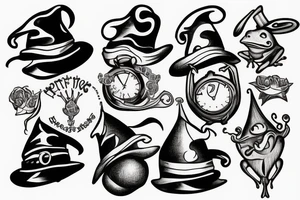 the frog in the wizard's hat tattoo idea