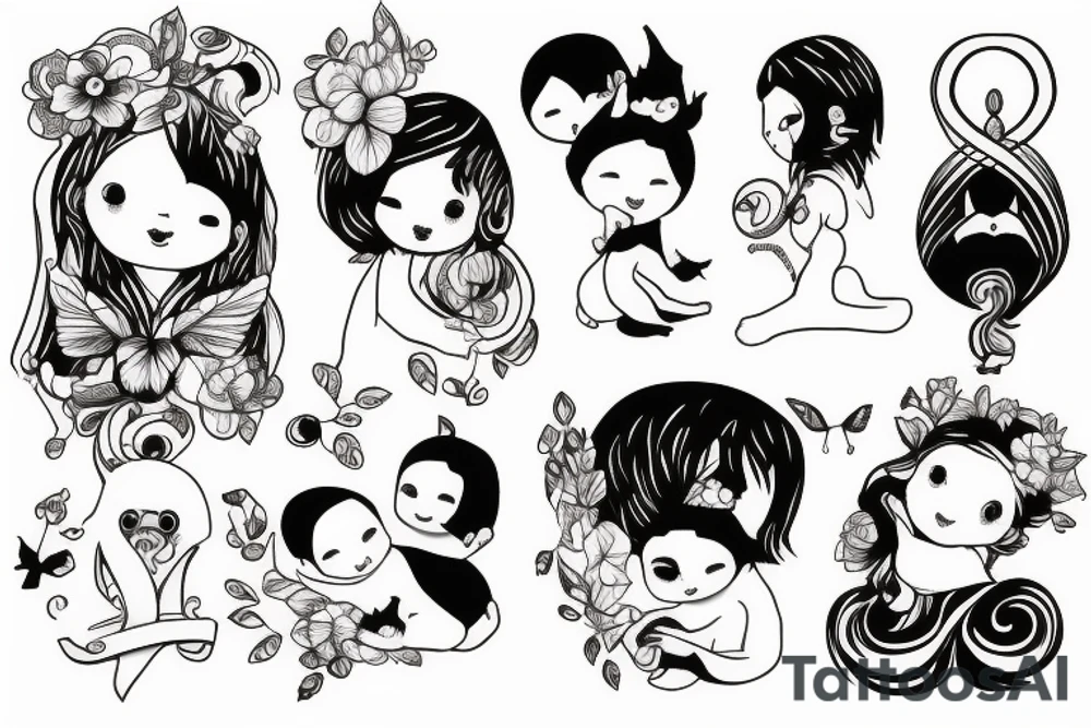 a reminder of 5 lost babies that is soft and artistic tattoo idea