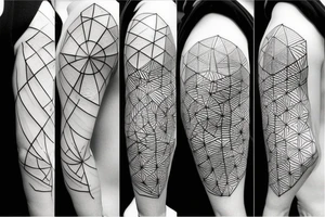 A tattoo in black and white inspired by geosciences information system and how geometry works for getting images from the earth and analyzing its data. The tattoo would be in scientific style tattoo idea