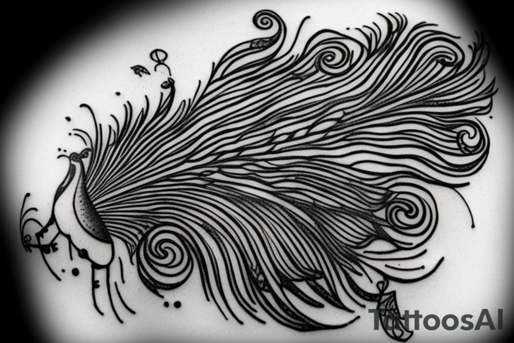 Cowboy hat peacock feather disco ball planet ring tattoo idea