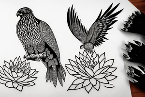 A hawk with an water Lilly tattoo idea