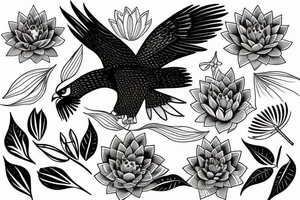 A hawk with an water Lilly tattoo idea