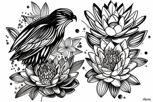 A hawk with an water Lilly tattoo idea