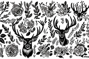 Deer in flowers tattoo idea