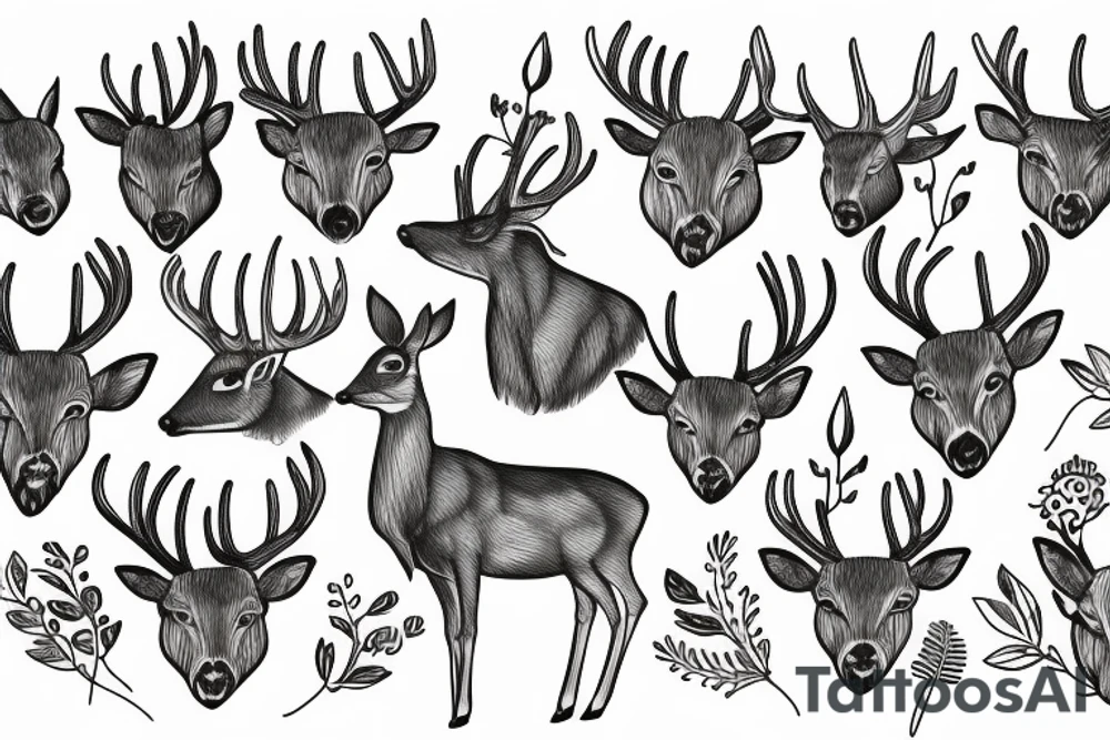 Deer in flowers tattoo idea