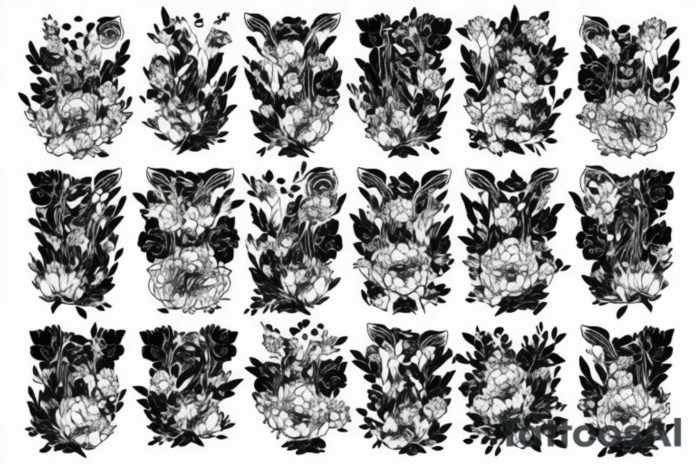 Tiger with peony flowers tattoo idea