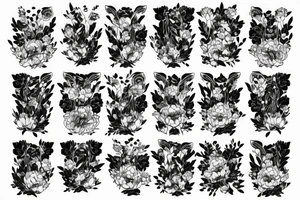 Tiger with peony flowers tattoo idea