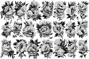 Tiger with peony flowers tattoo idea