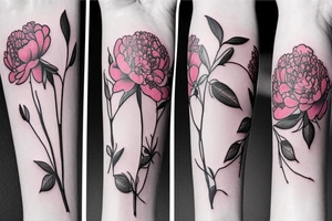 Leopard with peony flowers and cherry blossums tattoo idea