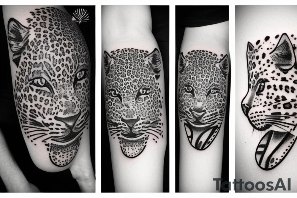 Leopard and flowers tattoo idea
