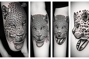 Leopard and flowers tattoo idea