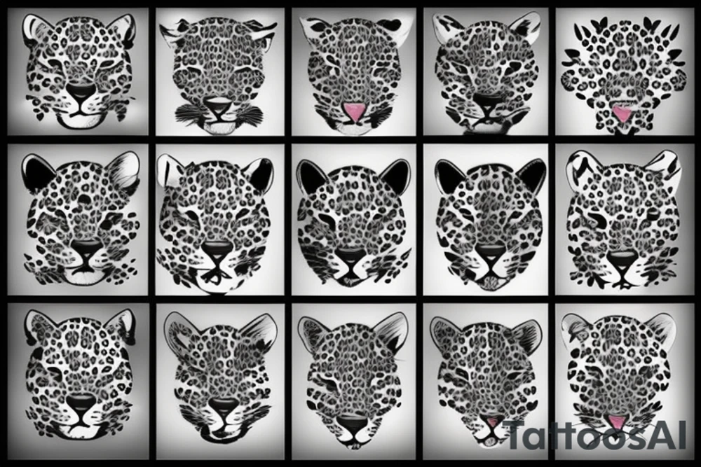 Leopard and flowers tattoo idea