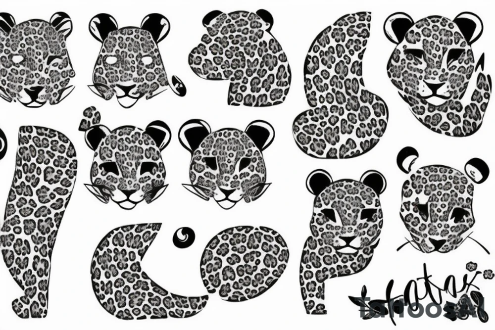Cute leopard with flowers tattoo idea