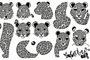 Cute leopard with flowers tattoo idea