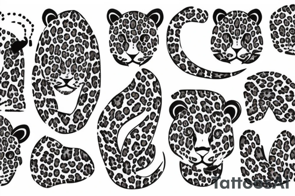 Cute leopard with flowers tattoo idea