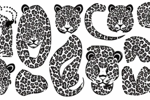 Cute leopard with flowers tattoo idea